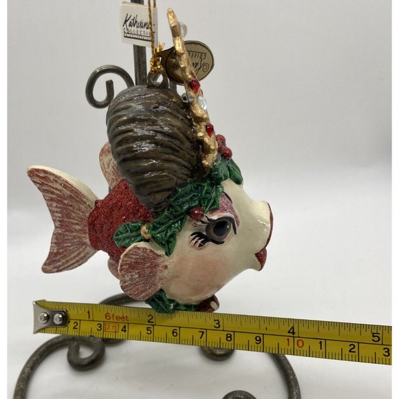 Katherine's Collection red fish lips ornament Christmas tree gold crown glitter - Picture 12 of 13